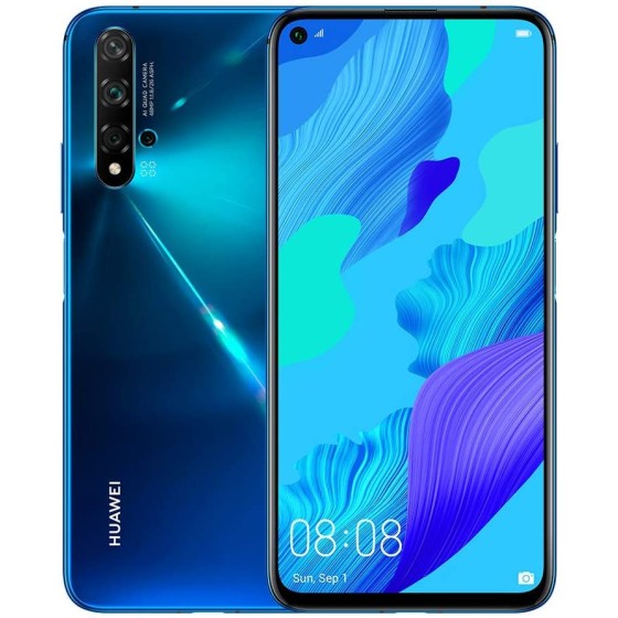 华为 Nova 5T (128GB, 6GB) 6.26" LCD，Kirin 980，48MP 四摄像头，22.5W 快速充电，双 SIM GSM 无锁全球 4G LTE 国际型号 YAL-L21Huawei Nova 5T 深蓝色