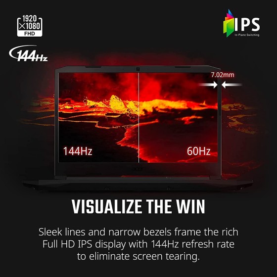 Acer 宏碁 Nitro 5 AN515-55-53E5 游戏笔记本电脑 | 英特尔酷睿 i5-10300H | NVIDIA GeForce RTX 3050 | Killer 以太网 E2600 WiFi 6 | 网络摄像头背光键盘