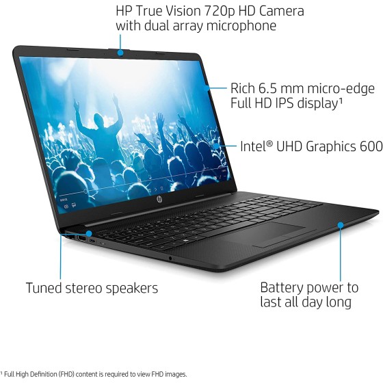 HP 惠普 15.6 英寸 FHD 笔记本电脑, Intel Celeron N4020 处理器,4GB DDR4 内存,128GB SSD,1 年办公 365,网络摄像头,WiFi,RJ-45,Windows 10 家庭