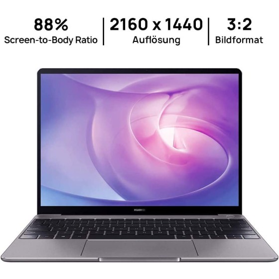 华为 MateBook 13 2020-13 英寸笔记本 2K FullView 显示器超极本、AMD 锐龙 5 3500U、8GB RAM、256GB SSD、指纹传感器、华为共享、Windows 10 主页、灰色 + 免费耳机 3 和